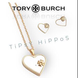 Tory Burch Mother of Pearl HeartEarrings & Necklace